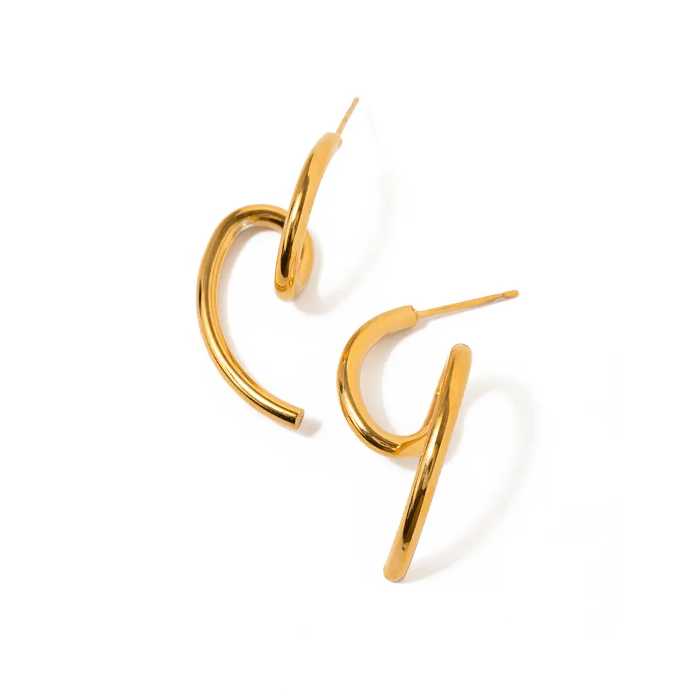 Nuovo Dropshipping impermeabile alla moda oro placcato 18k gioielli in acciaio inox regalo delinate superficie orecchini irregolari per le donne