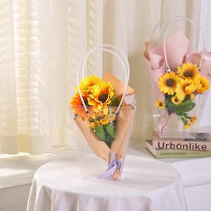 Sac fourre-tout transparent pour emballage de <span class=keywords><strong>fleuriste</strong></span> Sac cadeau transparent pour bouquet de fleurs avec poignée - Product Image 3