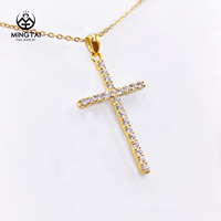 Collier en croix pour hommes et femmes, Design Simple, Style Hip Hop, personnalité, Crucifix, pendentif en or 14K, bijoux tendance unisexe rappeur