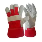 Gants de sécurité en cuir, longueur poignet, écologiques, compatibles écran tactile, détection d'aiguilles, style uni, pour usage extérieur hivernal, rouge et blanc - Product Image 2