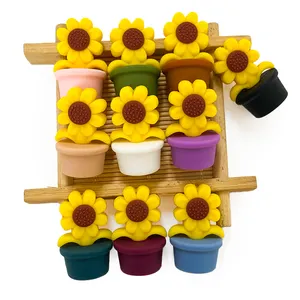 Blooming Flower Pot Focal Beads Food Grade Silicone Teething Plant Pot Beads For Pen Making Accessories