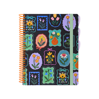 Cuaderno Espiral con Ilustraciones Florales Garden Breeze A4, 100 Hojas, con Banda Elástica y Separadores