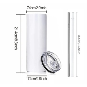 Vaso Térmico para Sublimación de 12 oz / 20 oz / 30 oz, Botella de Agua de Acero Inoxidable, Taza de Café, Vaso Recto y Delgado con Asa - Product Image 2