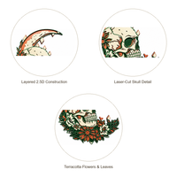 Décoration murale en bois découpée au laser 2.5D, crâne et lune, 27,5 cm, style gothique bohème, décoration de Pâques, logo personnalisé OEM, suspension murale en bois