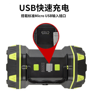 ไฟฉาย LED แบบชาร์จไฟได้พร้อมไฟด้านข้าง ชาร์จผ่าน USB สำหรับใช้งานกลางแจ้ง ตั้งแคมป์ และทำงาน - Product Image 4