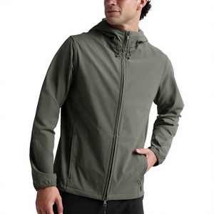 Men's Eco-Friendly Softshell <b>Lightweight</b> <b>Waterproof</b> Windproof <b>Breathable</b> Hooded Zip-Up Outdoor Casual <b>Jacket</b> - Product Image 1