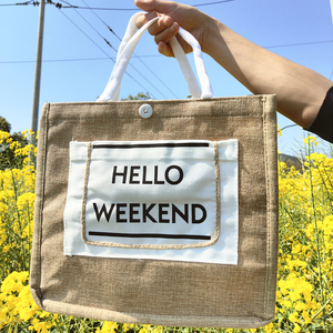 <span class=keywords><strong>2025</strong></span> New ych lớn bolsas yute tái sử dụng Linen gai hessian hàng tạp hóa vải bố đay Tote <span class=keywords><strong>Bag</strong></span> với túi phía trước cho quà tặng mua sắm - Product Image 1