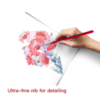 Pincel Rubens de Alta Precisión para Detalles Finos, Acuarela, Acrílico, Dibujo, Mango Rojo, Pelo de Nailon para Pintura
