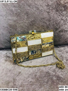 Diseñador-Exclusivo exquisitamente hecho a mano nupcial latón madre de perla embragues elegante moda estilo noche ocasiones bolsa - Product Image 6