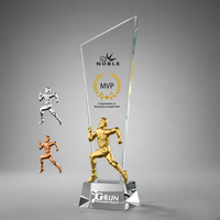 Trofeo de Baloncesto de Cristal Óptico Pulido Personalizado con Logotipo Grabado e Impresión UV, Premios Noble