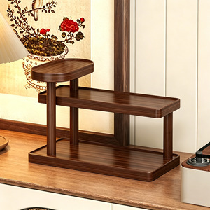<b>Desktop</b> <b>Shelf</b> 2 Tier Small Wood Storage Organizer For Cups Tea Sets Stationery Kitchenware - Product Image 1