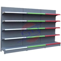 Étagère murale blanche à grille métallique simple face, présentoir métallique multi-niveaux réglable pour supermarché et épicerie