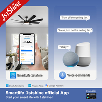 Ventilateur de plafond 1stshine 60 pouces avec pales en ABS, grand débit d'air, application mobile, écologique, 6 vitesses, haute efficacité, avec lumière