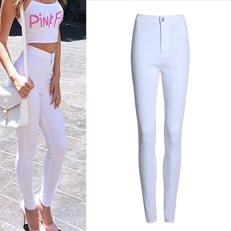 Wholesale high-quality elegant design slim leg pants white ladies long trousers women
