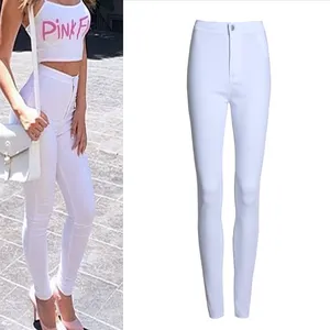 Оптовая продажа, высококачественные Элегантные Дизайнерские облегающие брюки, белые женские длинные брюки