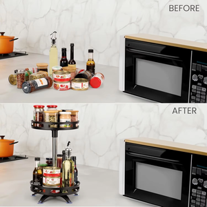 Modern Multi-Functional 1 2 3 Layer Rotatable Carbon Steel Waterproof Durable Spice Rack Organizer Seasoning <strong>Storage</strong> <strong>Kitchen</strong> - Product Image 4