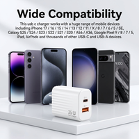 Cantell Cargador de pared USB 2A Puerto USB A + C Adaptador de enchufe de alimentación Cargador de teléfono rápido Carga de bloque para teléfono móvil