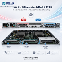 Serveur en rack Dell PowerEdge R6725 1U, double processeur AMD EPYC 9005 Series, 6 To DDR5, 3x PCIe Gen5, double OCP, serveur de calcul haute densité