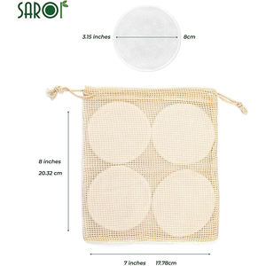 Tampons démaquillants en <span class=keywords><strong>coton</strong></span> de bambou rond, écologiques, cosmétiques, organiques, réutilisables, lavables, pour le visage - Product Image 2