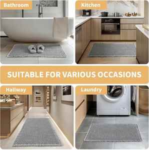 Super Absorbent Eco-Friendly Solid Microfiber <b>Waffle</b> Bath Mat Modern Non-Slip Bathroom Rug Ultra Soft <b>Machine</b> Washable - Product Image 3