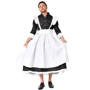 Abito Lungo <span class=keywords><strong>da</strong></span> Cameriera Bianco e Nero XJ per Eventi Annuali, Costumi Divertenti per Spettacoli di Uomini, Ragazzi e Ragazze - Product Image 1