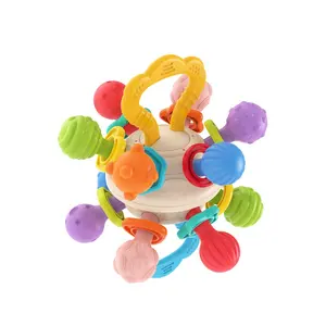 Alta qualidade infantil brinquedo sensorial macio silicone mastigar mordedor BPA-free chocalhos agarrando bola brinquedo para o bebê acalmar treinamento motor fino