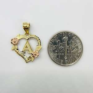 Duyizhao kalung liontin Valentine cinta hati mawar alfabet huruf inisial hati emas 14k hadiah untuk wanita anak perempuan - Product Image 3