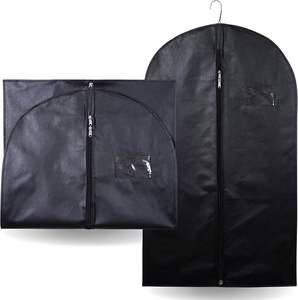 Bolsa <span class=keywords><strong>de</strong></span> traje, funda <span class=keywords><strong>de</strong></span> bolsa <span class=keywords><strong>de</strong></span> polvo <span class=keywords><strong>de</strong></span> traje negro con asas y portadores <span class=keywords><strong>de</strong></span> fuelle para hombres, bolsa <span class=keywords><strong>de</strong></span> ropa con cremallera completa para trajes - Product Image 1