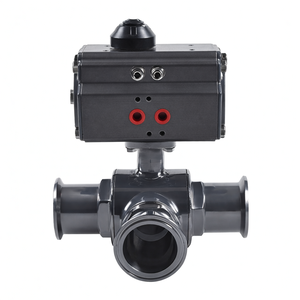 Vente de liquidation B2B COVNA DN40 1,5 pouces Vanne à bille sanitaire pneumatique à 3 voies avec raccord Tri-Clamp en acier inoxydable 316 - Product Image 1