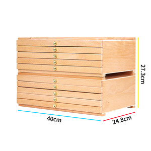 Boîte de rangement pour artiste en bois massif de hêtre à plusieurs tiroirs |   Organisateur de fournitures artistiques grande capacité, chevalet de peinture |   Glissement fluide - Product Image 2