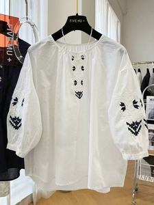 2025 estive camicie ricamate in cotone cotone camicette per <span class=keywords><strong>donna</strong></span> mezza manica top <span class=keywords><strong>abbigliamento</strong></span> <span class=keywords><strong>donna</strong></span> - Product Image 2