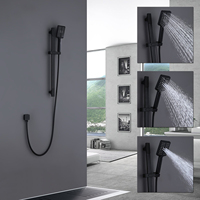 Système de douche encastré noir avec pomme de douche pluie et cascade, robinet de douche encastré pour salle de bain avec bec de baignoire