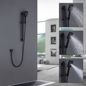 Siyah gizli duş sistemi yağmur şelale banyo gömülü duş musluk Set küvet emzik ile - Product Image 3