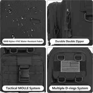 Mochila Táctica de Mezclilla para Pesca con Compartimento para Portátil, Ligera y Resistente al Agua, Unisex, Negra - Product Image 4