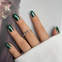 Ongles artificiels Easywell personnalisés avec logo, courts, en forme d'amande, carrés, à presser, en gel souple, vente en gros, pour Noël