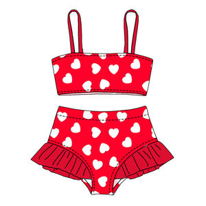 Nuevo Conjunto de <span class=keywords><strong>Bikini</strong></span> de Dos Piezas sin Mangas con Estampado Personalizado para Niñas, Traje de Baño con Volantes, Ropa de Playa para Niñas - Product Image 5