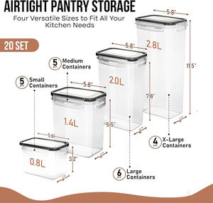 Ensemble de 48 boîtes de rangement pour garde-manger en plastique sans BPA, hermétiques, contenants alimentaires, organisation avec étiquettes, marqueur et cuillères - Product Image 2