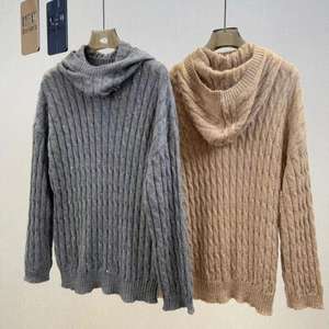 <span class=keywords><strong>Pull</strong></span> en tricot à <span class=keywords><strong>manches</strong></span> longues torsadé à paillettes décontracté pour femmes <span class=keywords><strong>avec</strong></span> capuche amovible en polyester - Product Image 2