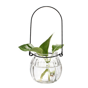 Hanging Transparent Glass <b>Vase</b> <b>Mini</b> Pumpkin Shape Simple Hydroponic Planter For Indoor Gardening Home Decoration - Product Image 5