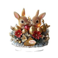 1 Stück Maßgefertigter Oster-Acryl-Schmuck UV-Bedruckt Lasergeschnitten Niedlicher Cartoon-Hase auf Fahrrad Farbverlauf Ostereier Tischdekoration