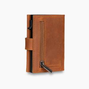 Casekey Vintage Custom Factory Crazy Horse <b>Trifold</b> Mechanism <b>Wallet</b> RFID Blocking Credit Card Holder Button Closure for Case - Product Image 2