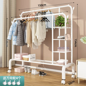 Classic Standing Heavy Duty Movable Stainless Steel Three-Layer Clothes Rack <b>Cool</b> Organizer for Kitchen Living <b>Room</b> Hotel - Product Image 2
