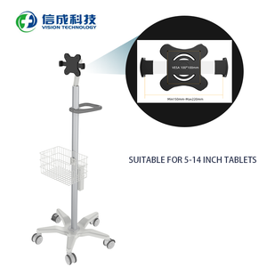 Chariot médical ergonomique support roulant pour tablette mobile à verrouillage facile style design industriel pour hôpitaux hôtels en métal durable - Product Image 4