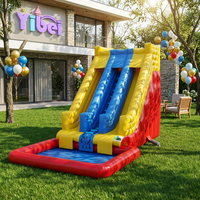 Château gonflable Yi Bei avec toboggan, matériau PVC épaissi, anti-crevaison, sûr pour les enfants, plaisir estival en plein air, 5m X 8m, écologique