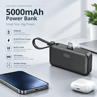 Nouvelle Mini Batterie Externe 2-en-1 2026 avec Charge Rapide 5000mAh 22.5W, Câble Type C Intégré, Prise et Écran LCD Portable
