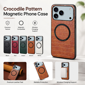 Denior Premium Faux Leather Magnetic Wireless Charging Phone Case Luxury Styling, Compatible with <strong>Apple</strong> 17/16/15/14/13/12 Series - Product Image 6