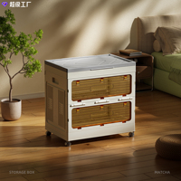 Armoire de rangement pliable anti-poussière avec porte latérale ouverte, organisateur de vêtements, boîte de rangement en plastique mobile pour outils, articles divers, aliments