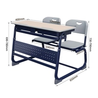 Ensemble de bureau et chaise d'étudiant SRLT120, mobilier scolaire moderne à double siège réglable en hauteur