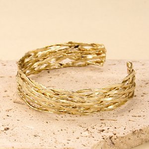 Bracciale in lega di alta qualità alla moda, lucido, di fascia alta, con cornice dorata e apertura a cavo - Product Image 3