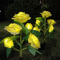 Lampe solaire LED Rose Flower Design pour jardin extérieur, cour et pelouse, étanche IP65, PVC, corps, sept bouquets